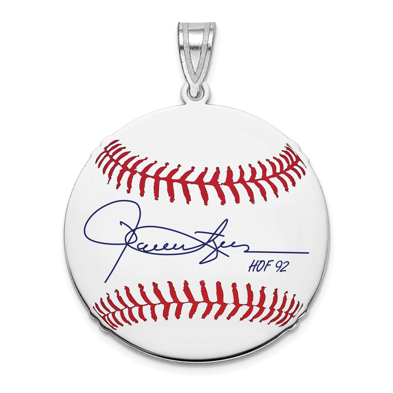 Rollie Fingers Hall of Fame Signature Medium Epoxy Baseball Pendant Sterling Silver SSHF10RF92, UPC: