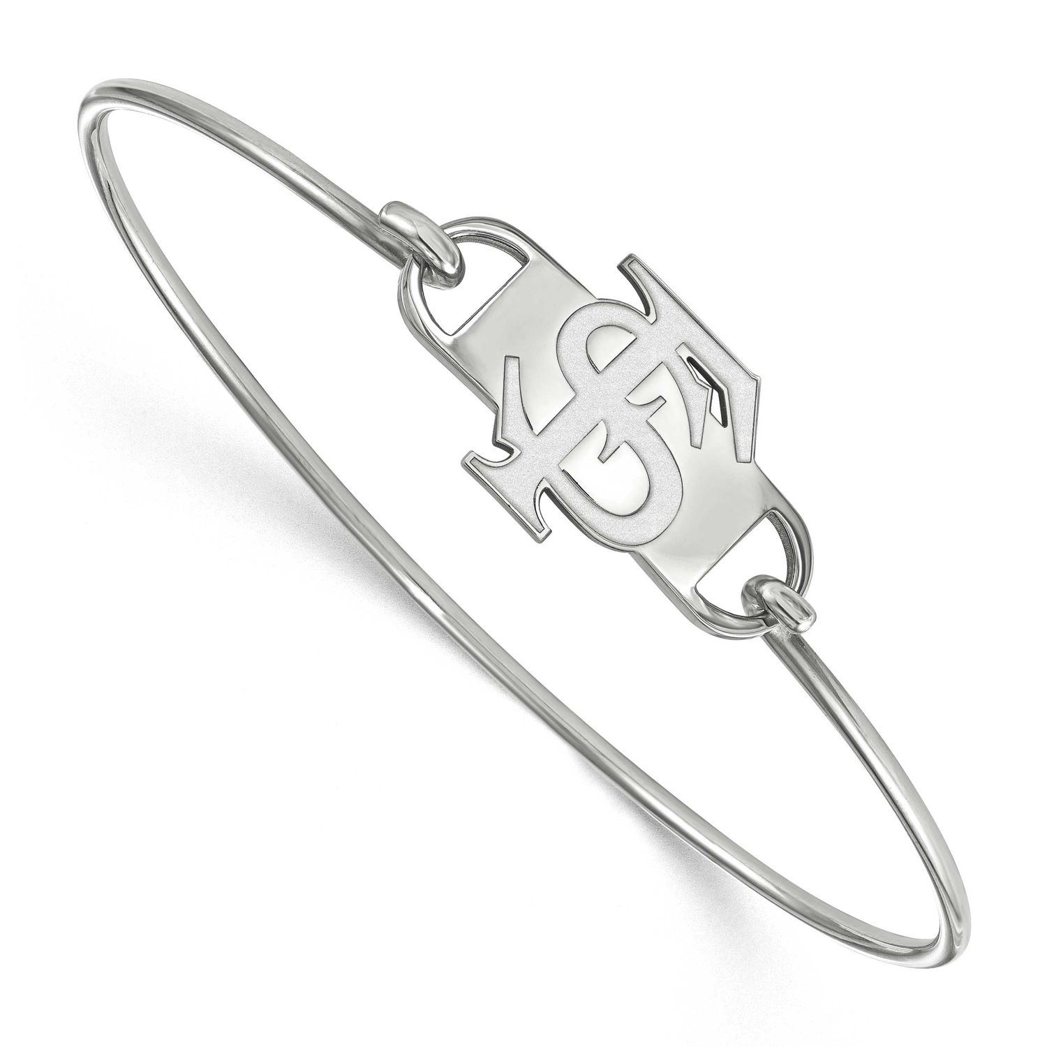 Florida State University F-S Small Center 7 Inch Wire Bangle Sterling Silver Rhodium-plated SS022FS…