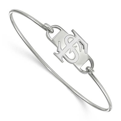 Florida State University F-S Small Center 7 Inch Wire Bangle Sterling Silver Rhodium-plated SS022FS…