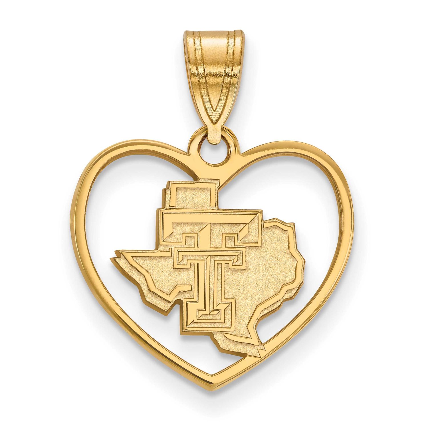 Texas Tech University State Outline Heart Pendant Gold-plated Sterling Silver GP056TXT, UPC: 886774…