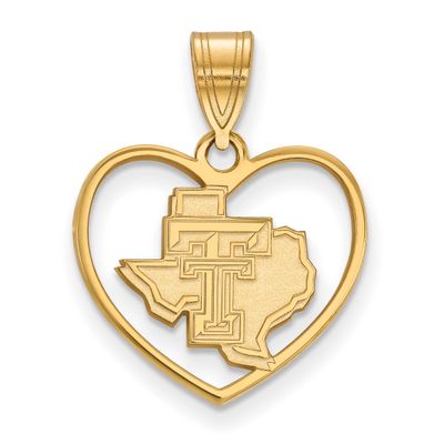 Texas Tech University State Outline Heart Pendant Gold-plated Sterling Silver GP056TXT, UPC: 886774…