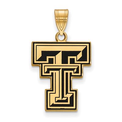 Texas Tech University T-T Large Enameled Pendant Gold-plated Sterling Silver GP032TXT, UPC: 8867749…