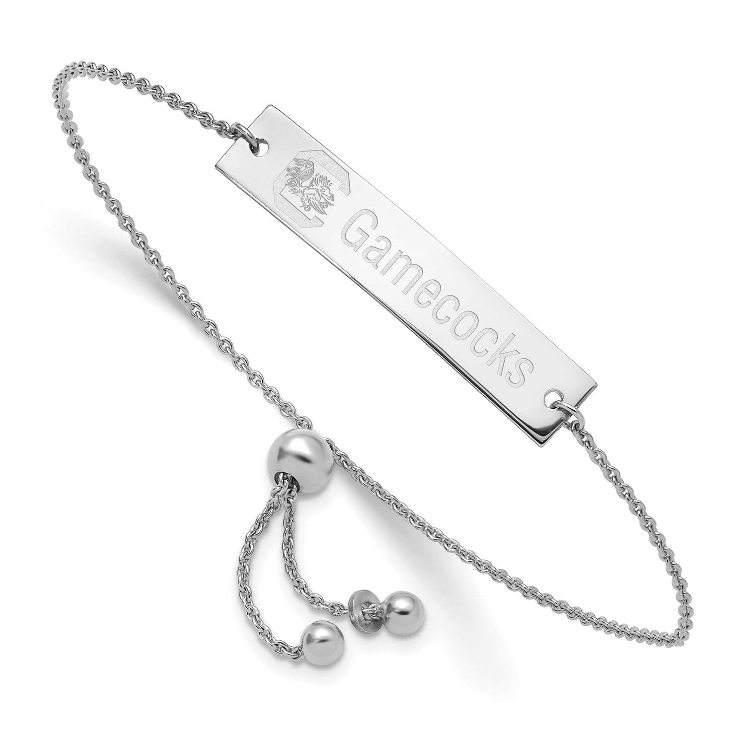 University of South Carolina Name Bar Adj Bracelet  Sterling Silver Rhodium-plated SS127USO-9, UPC:…