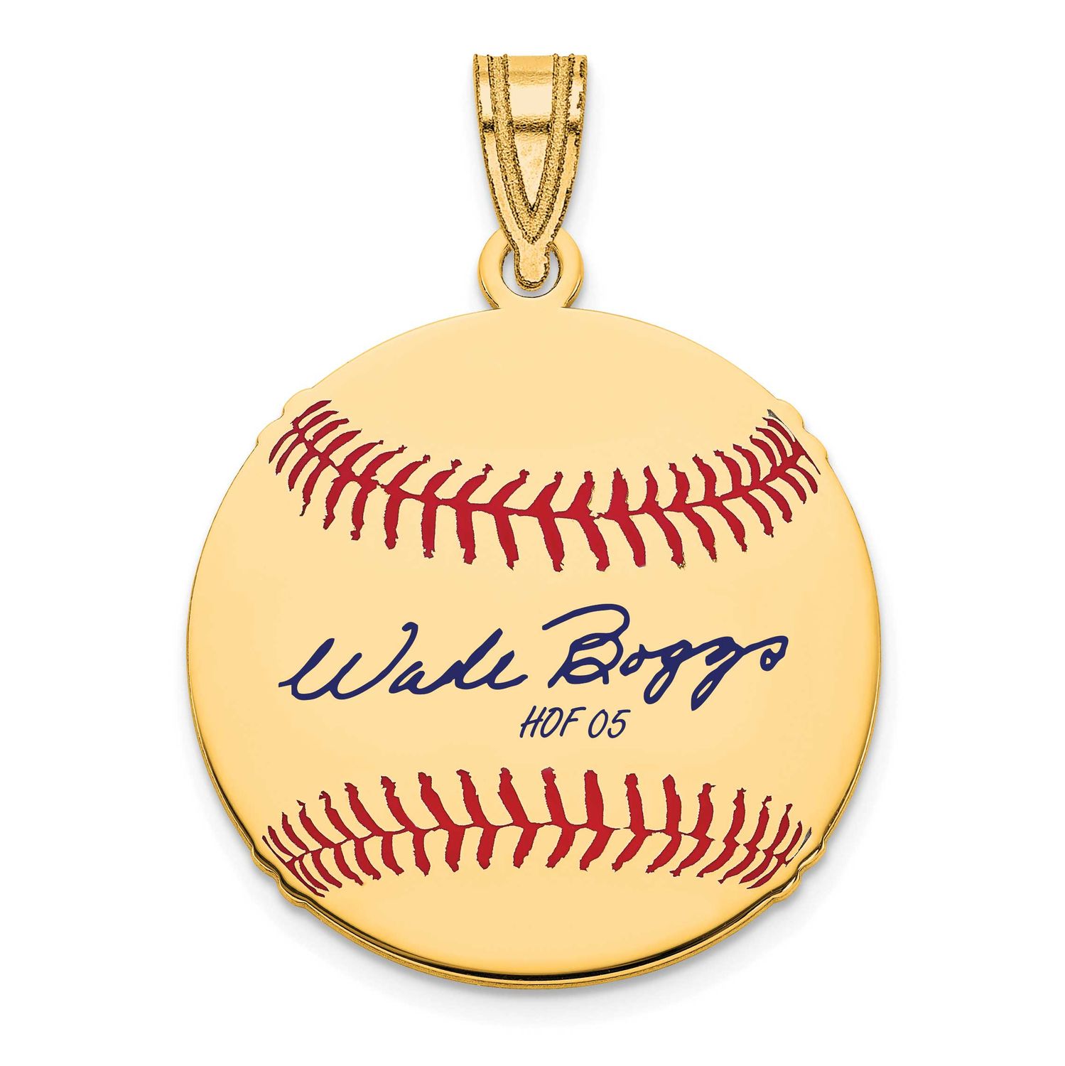 Wade Boggs Hall of Fame Signature Small Epoxy Baseball Pendant 14k Gold 4YHF11WB05, UPC: