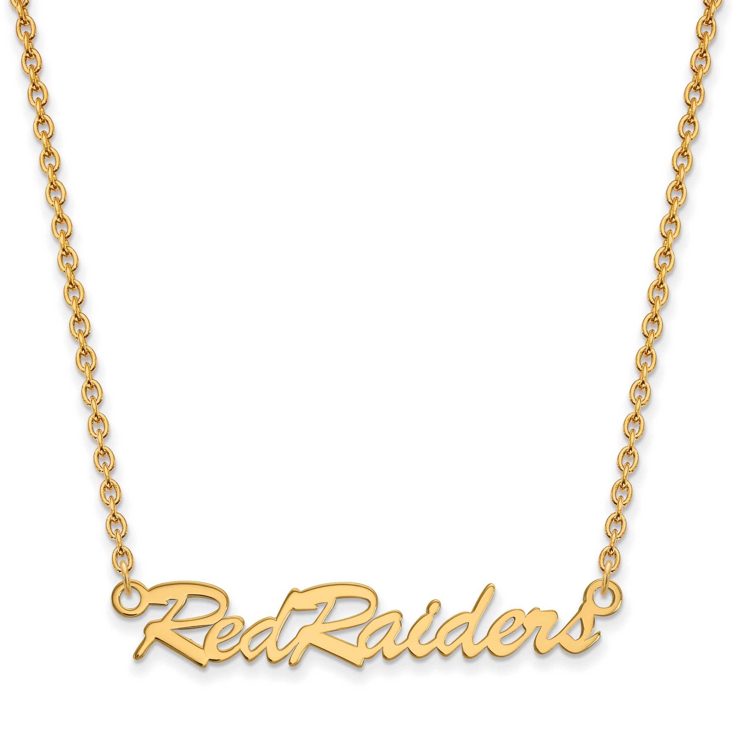 Texas Tech University Red Raiders Script Medium Pendant 18 Inch Necklace Gold-plated Sterling Silve…