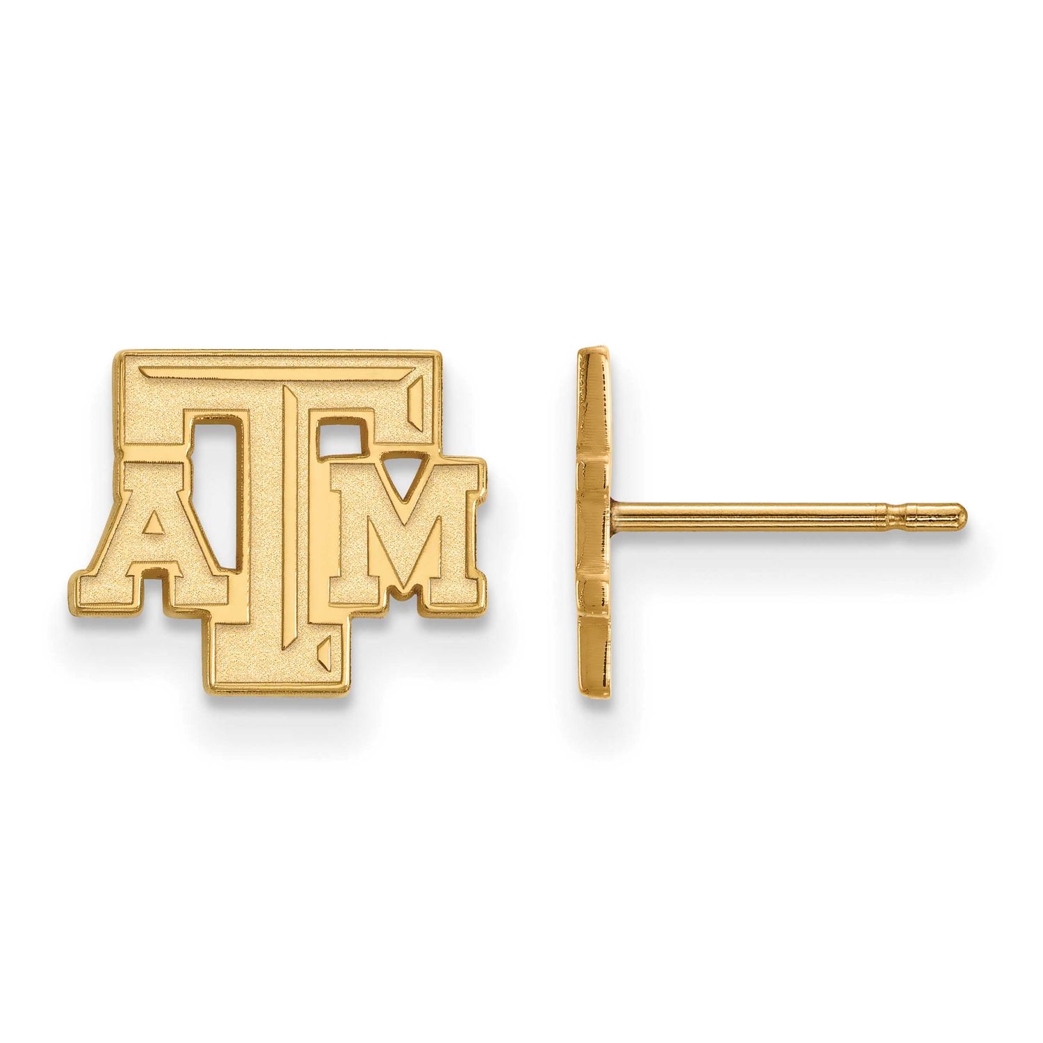 Texas A And M University T-A-M Extra Small Post Earrings Gold-plated Sterling Silver GP069TAM, UPC:…