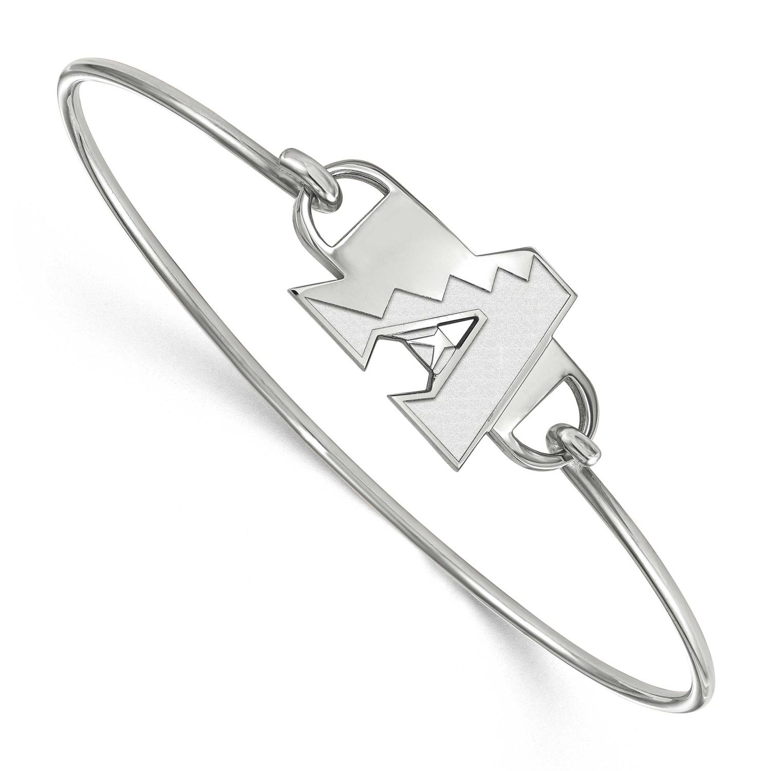 MLB Arizona Diamondbacks Small Center 7 Inch Wire Bangle Sterling Silver Rhodium-plated SS008DIA-7,…
