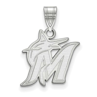 MLB Miami Marlins Letter M And Marlin Medium Pendant 10k White Gold 1W003MIN, UPC: 886774770475