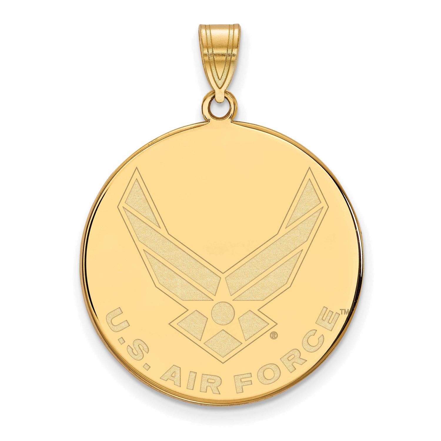 U.S. Air Force Extra Large Disc Pendant Gold-plated Sterling Silver GP050USAF, UPC: 191101215278