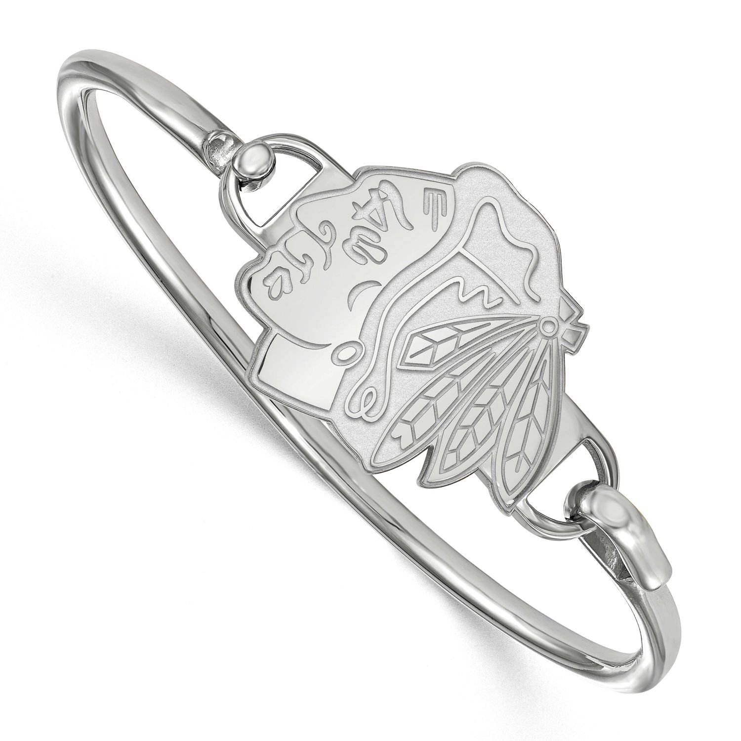 NHL Chicago Blackhawks Bangle Sterling Silver Rhodium-plated SS018BLA-7, UPC: 886774958521