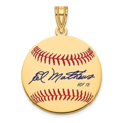 Eddie Mathews Hall of Fame Signature Small Epoxy Baseball Pendant 14k Gold 4YHF11EM78, UPC: