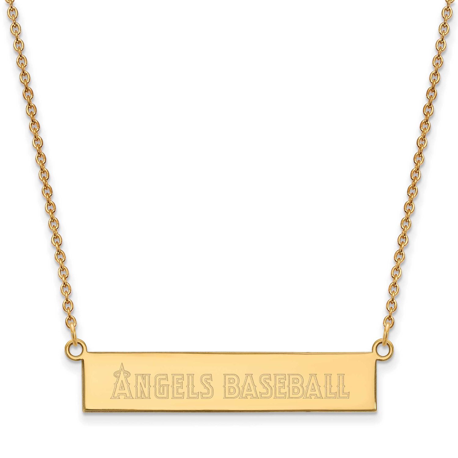 Los Angeles Angels Team Script Bar 18 Inch Necklace Gold-plated Sterling Silver GP041ANG-18, UPC: 1…