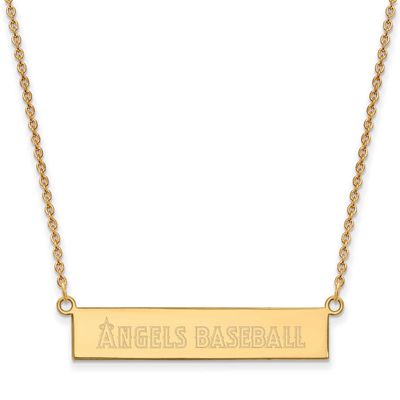 Los Angeles Angels Team Script Bar 18 Inch Necklace Gold-plated Sterling Silver GP041ANG-18, UPC: 1…