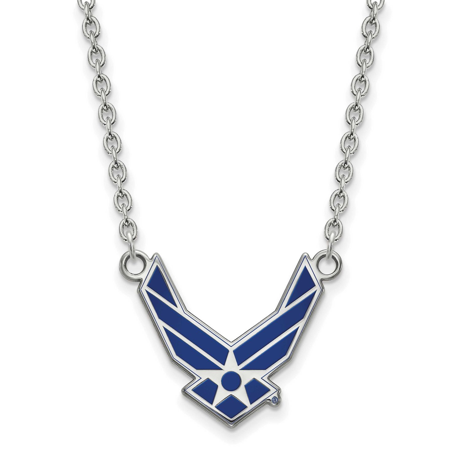 U.S. Air Force Large Enameled Pendant 18 Inch Necklace Sterling Silver Rhodium-plated SS015USAF-18,…