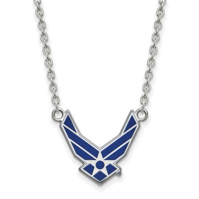 U.S. Air Force Large Enameled Pendant 18 Inch Necklace Sterling Silver Rhodium-plated SS015USAF-18,…