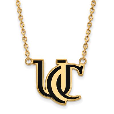 University of Cincinnati U-C Large Enameled Pendant 18 Inch Necklace Gold-plated Sterling Silver GP…