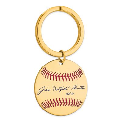 Catfish Hunter Hall of Fame Signature Epoxy Baseball Keychain Gold-plated Sterling Silver GPHF03CH8…