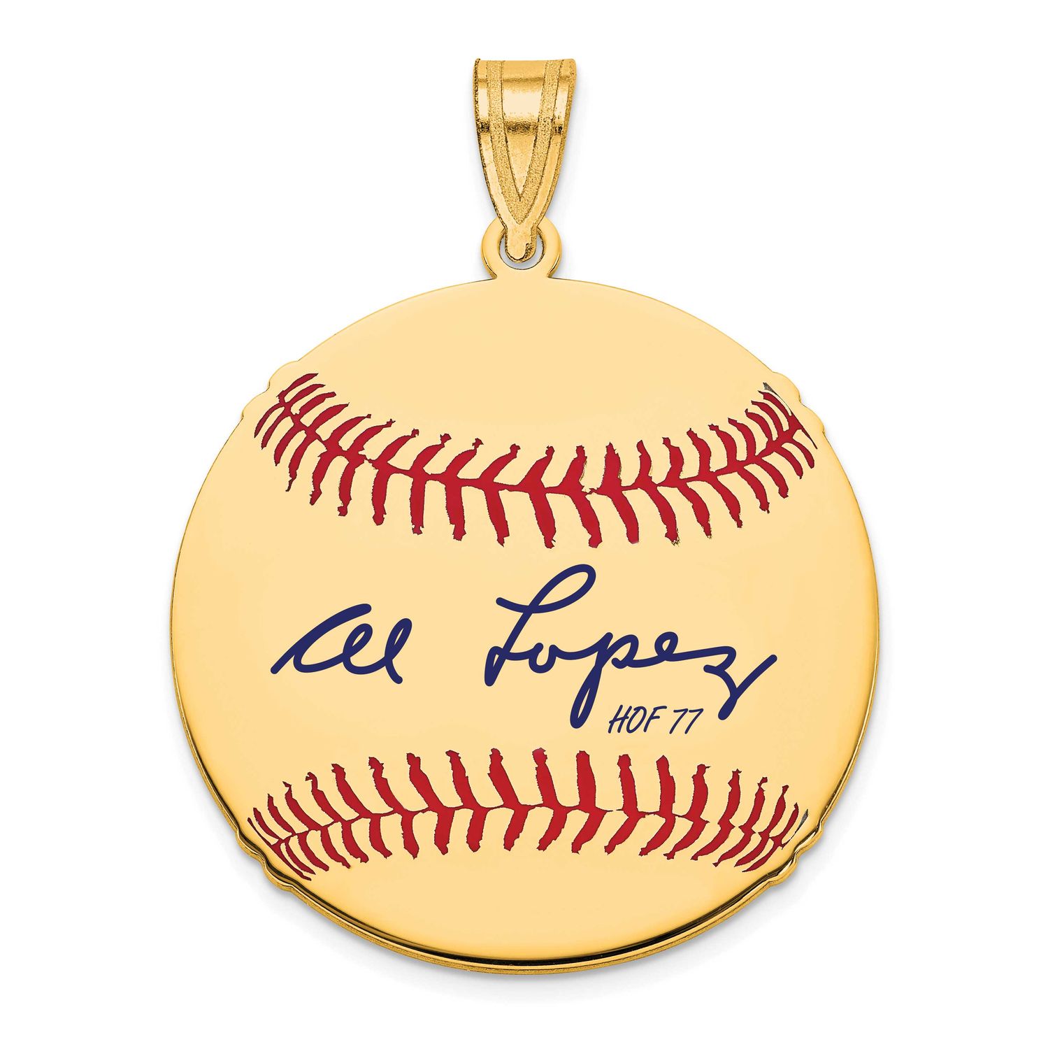 Al Lopez Hall of Fame Signature Medium Epoxy Baseball Pendant 10k Gold 1YHF10AL77, UPC: