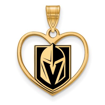Vegas Golden Knights Pendant In Heart with Epoxy Gold-plated Sterling Silver GP032VGK, UPC: 1911017…
