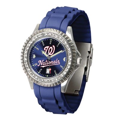MLB Washington Nationals Ladies Sparkle Crystal Bezel Silicone Strap Quartz Watch with Date Gametim…