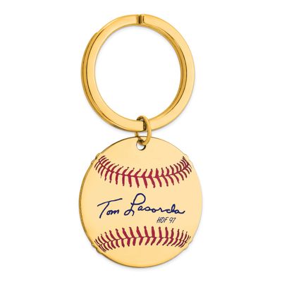 Tom Lasorda Hall of Fame Signature Epoxy Baseball Keychain Gold-plated Sterling Silver GPHF03TL97, …