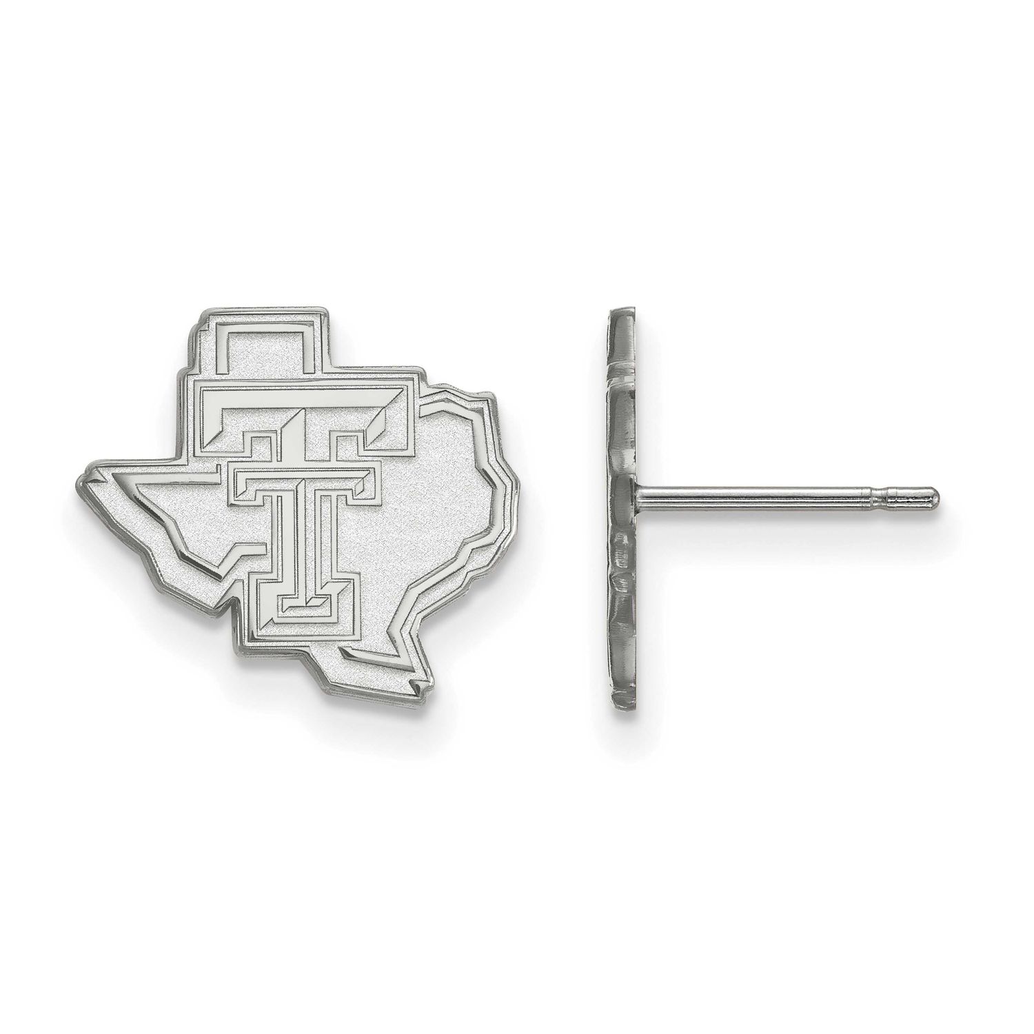 Texas Tech University State Outline Small Post Earrings Sterling Silver Rhodium-plated SS050TXT, UP…