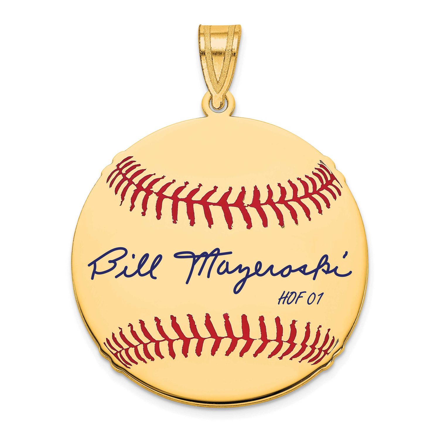 Bill Mazeroski Hall of Fame Signature Medium Epoxy Baseball Pendant 10k Gold 1YHF10BM01, UPC: