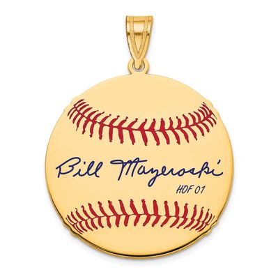 Bill Mazeroski Hall of Fame Signature Medium Epoxy Baseball Pendant 10k Gold 1YHF10BM01, UPC: