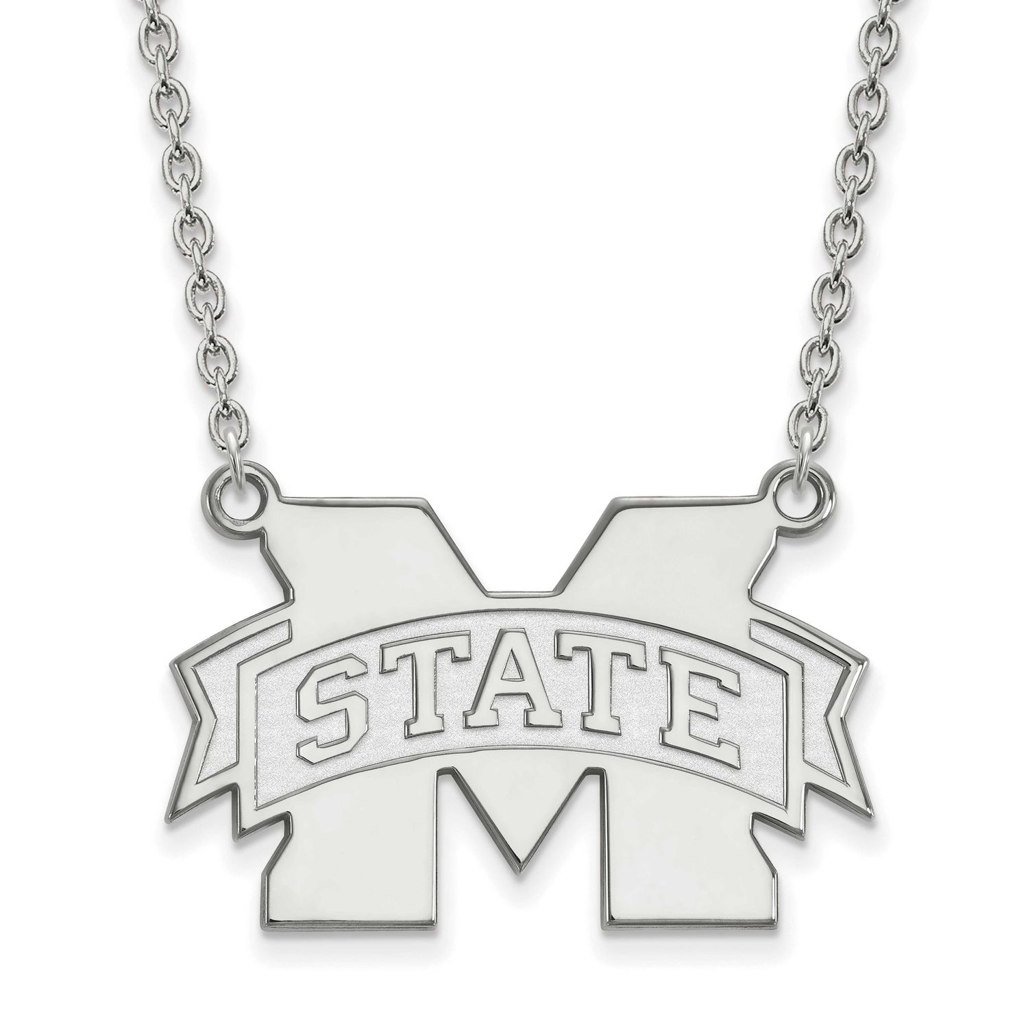 Mississippi State University Large Pendant with Necklace 14k White Gold 4W016MSS-18, UPC: 886774841…
