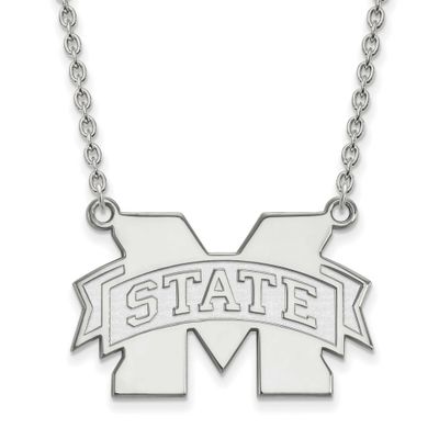 Mississippi State University Large Pendant with Necklace 14k White Gold 4W016MSS-18, UPC: 886774841…
