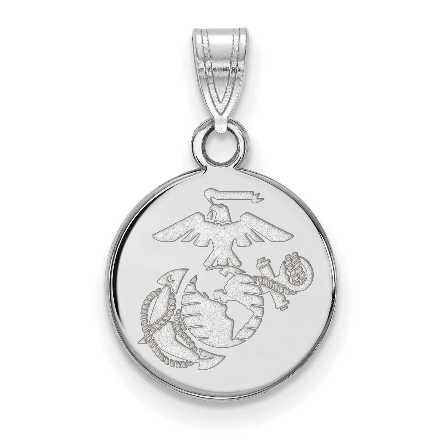 Small U.S. Marine Corps Disc Pendant Sterling Silver Rhodium-plated SS004USMC, UPC: 191101484148