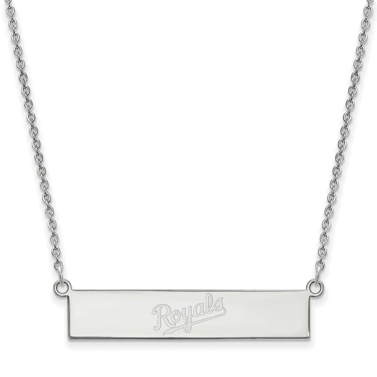 Kansas City Royals Team Script Bar 18 Inch Necklace Sterling Silver Rhodium-plated SS041ROY-18, UPC…