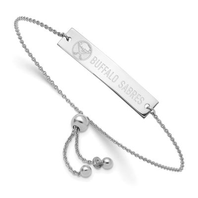 NHL Buffalo Sabres Name Bar Adj Bracelet Sterling Silver Rhodium-plated SS127SAB-9, UPC: 1969041843…