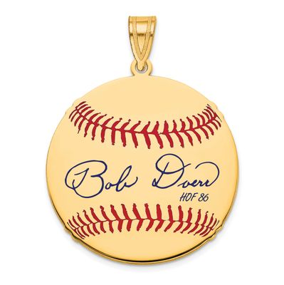 Bobby Doerr Hall of Fame Signature Medium Epoxy Baseball Pendant 10k Gold 1YHF10BD86, UPC: