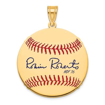 Robin Roberts Hall of Fame Signature Medium Epoxy Baseball Pendant Gold-plated Sterling Silver GPHF…