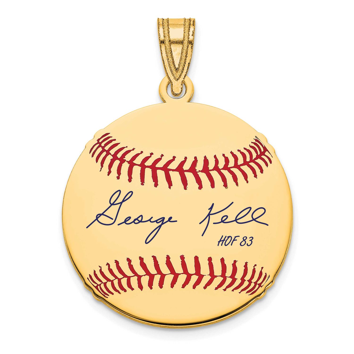 George Kell Hall of Fame Signature Small Epoxy Baseball Pendant Gold-plated Sterling Silver GPHF11G…