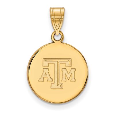 Texas A And M University T-A-M Medium Disc Pendant Gold-plated Sterling Silver GP033TAM, UPC: 88677…