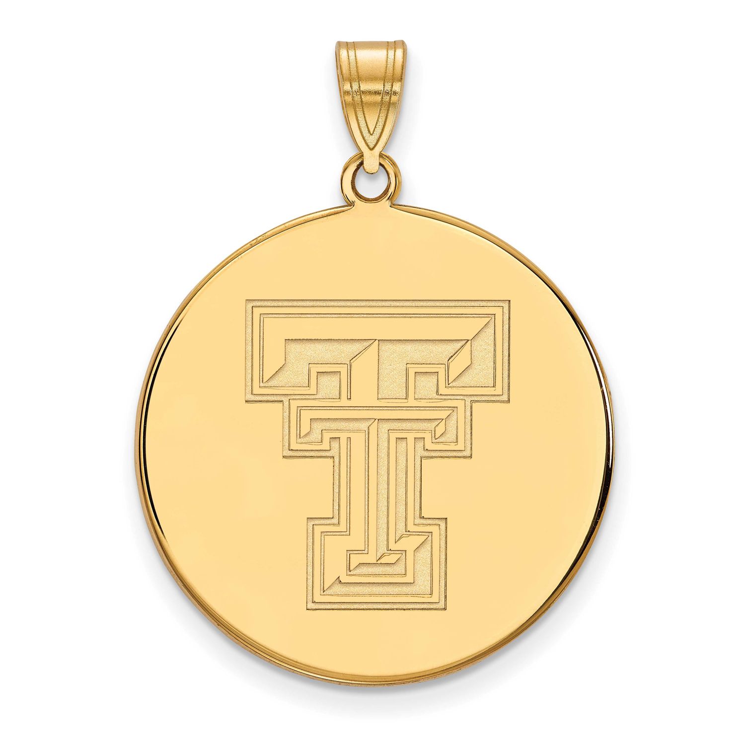 Texas Tech University T-T Extra Large Disc Pendant Gold-plated Sterling Silver GP075TXT, UPC: 88677…