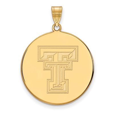Texas Tech University T-T Extra Large Disc Pendant Gold-plated Sterling Silver GP075TXT, UPC: 88677…