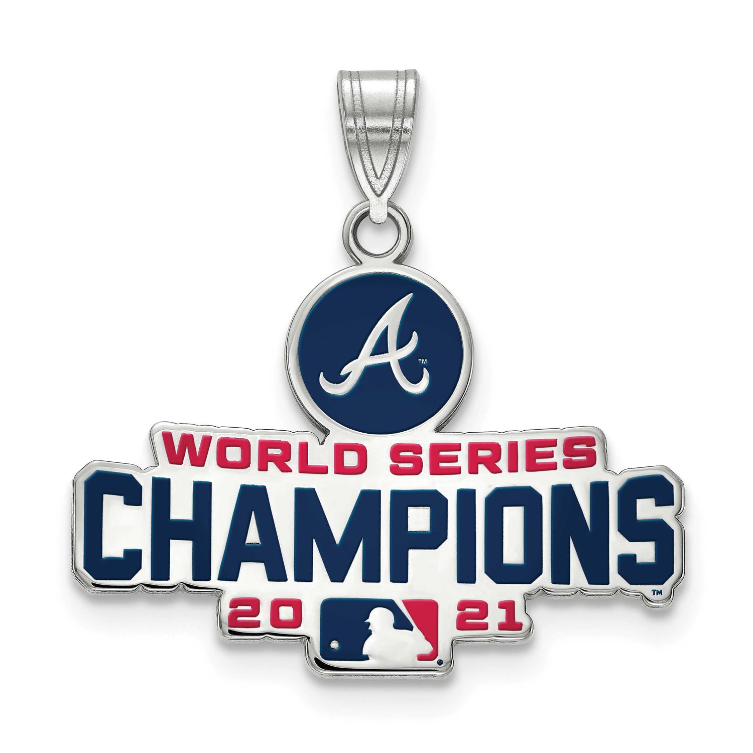 2021 World Series Champions Atlanta Braves Large Enamel Pendant Sterling Silver SS005BRA21, UPC: 88…