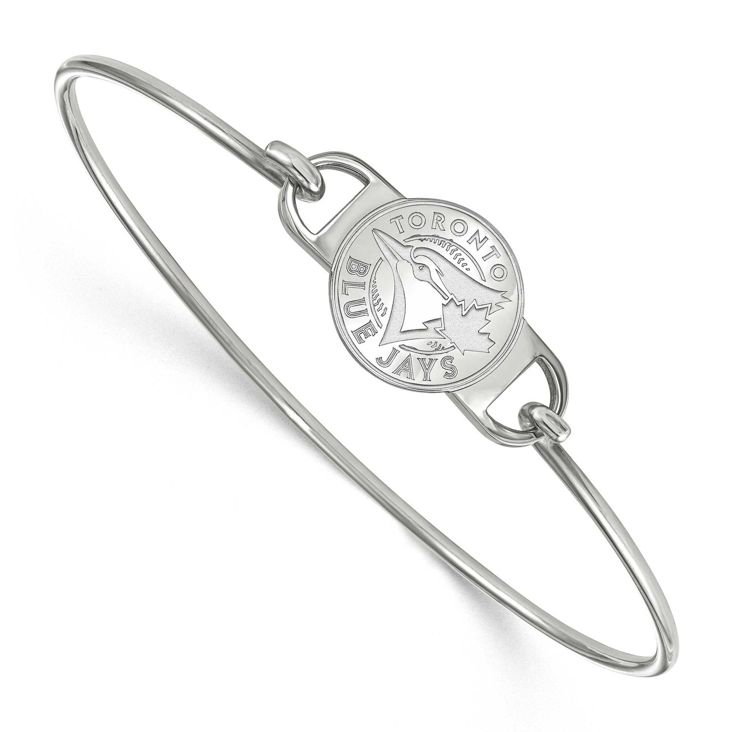 MLB Toronto Blue Jays Small Center 7 Inch Wire Bangle Sterling Silver Rhodium-plated SS010BLU-7, UP…
