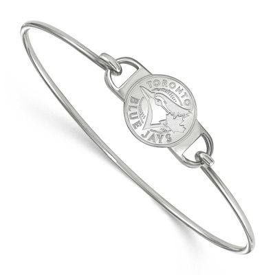 MLB Toronto Blue Jays Small Center 7 Inch Wire Bangle Sterling Silver Rhodium-plated SS010BLU-7, UP…