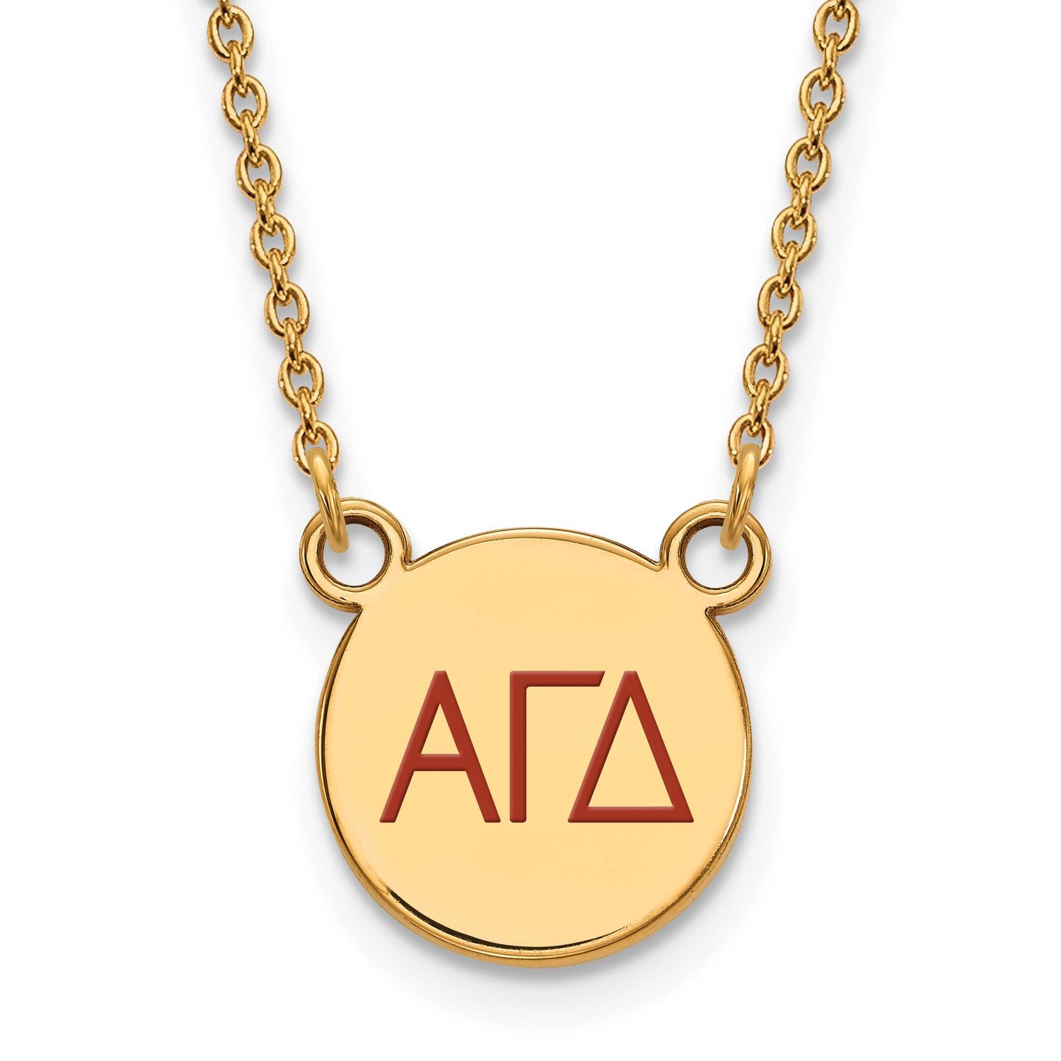 Alpha Gamma Delta Small Enl Pend with Necklace Gold-plated Sterling Silver GP027AGD-18, UPC: 886774…