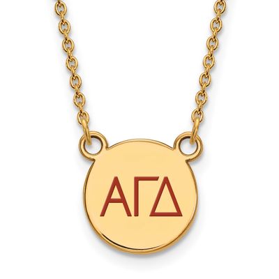 Alpha Gamma Delta Small Enl Pend with Necklace Gold-plated Sterling Silver GP027AGD-18, UPC: 886774…