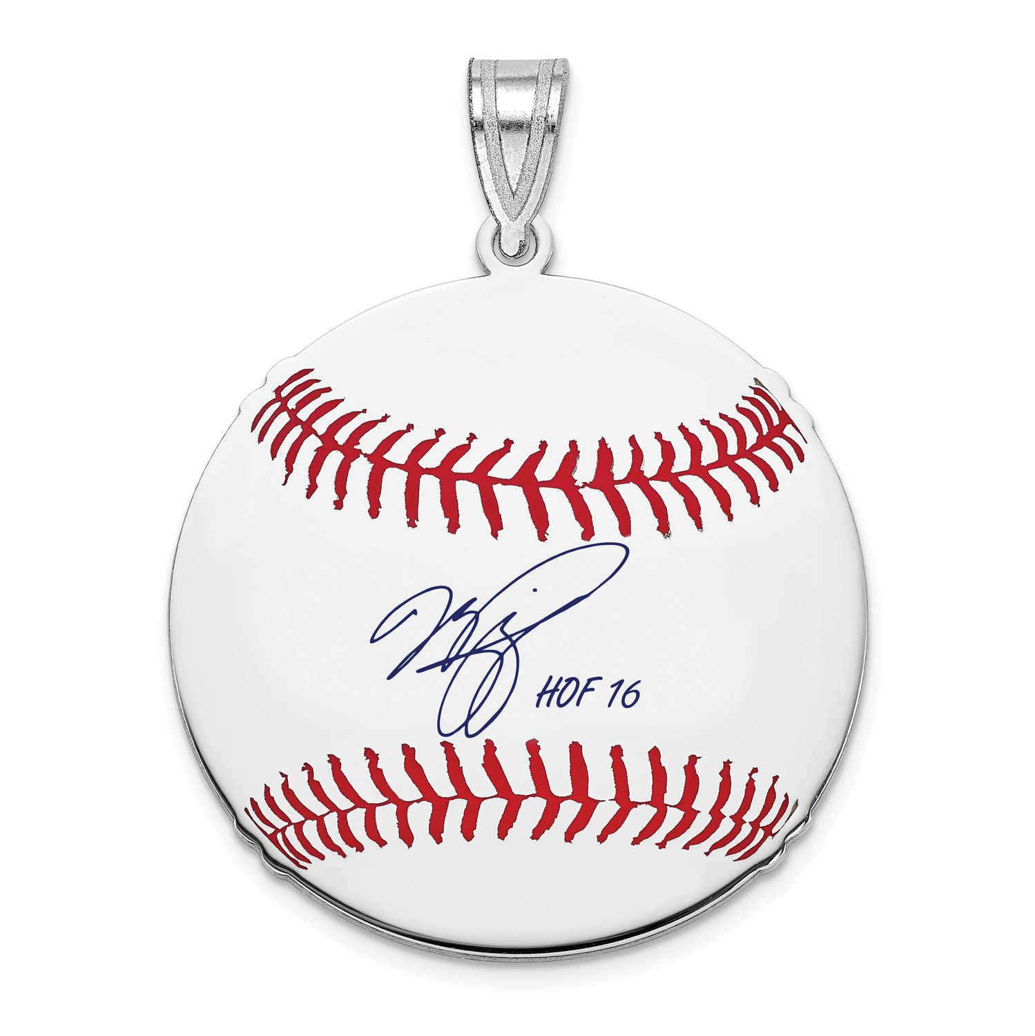 Mike Piazza Hall of Fame Signature Medium Epoxy Baseball Pendant Sterling Silver SSHF10MP16, UPC: