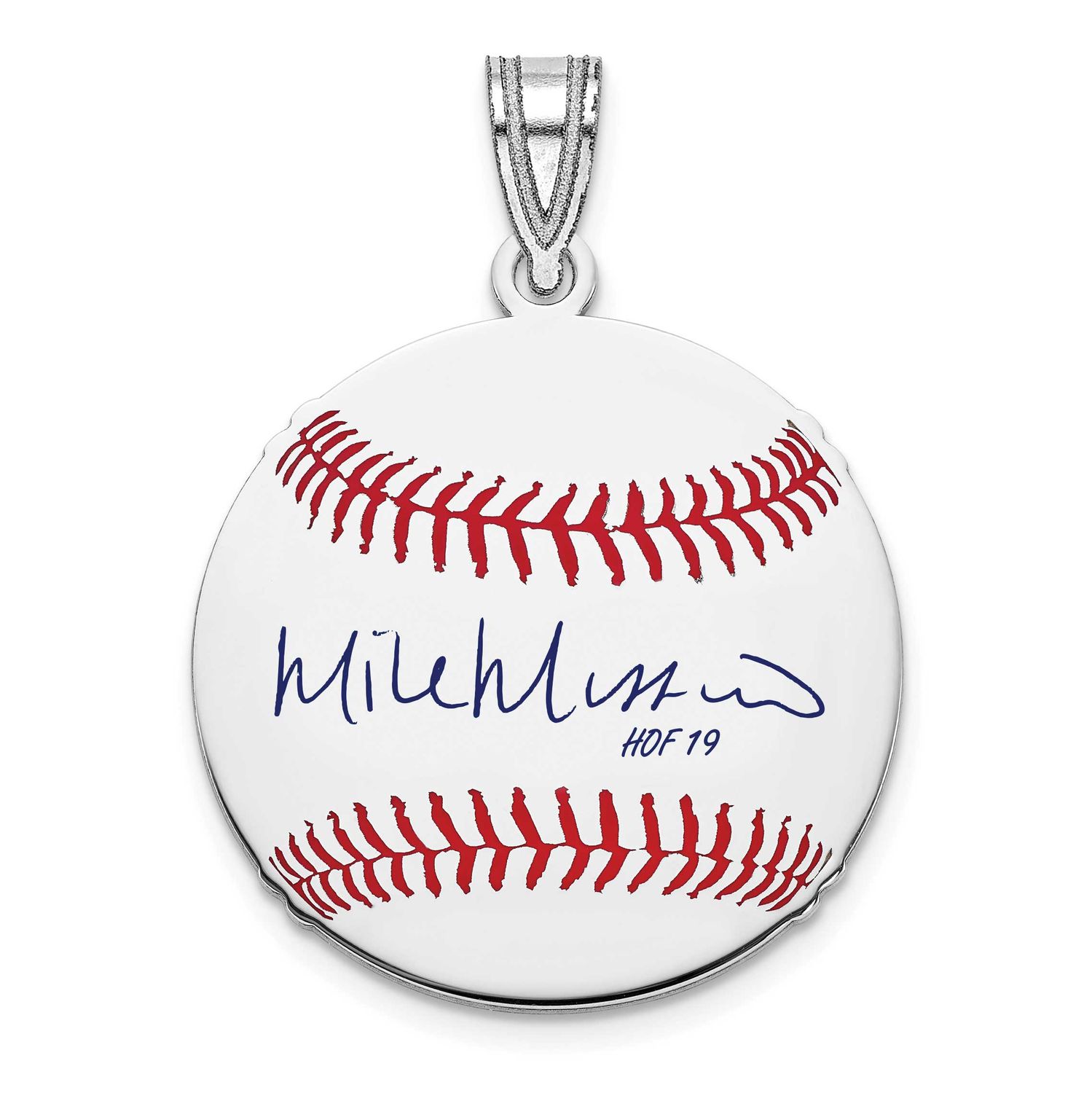 Mike Mussina Hall of Fame Signature Small Epoxy Baseball Pendant Sterling Silver SSHF11MM19, UPC: