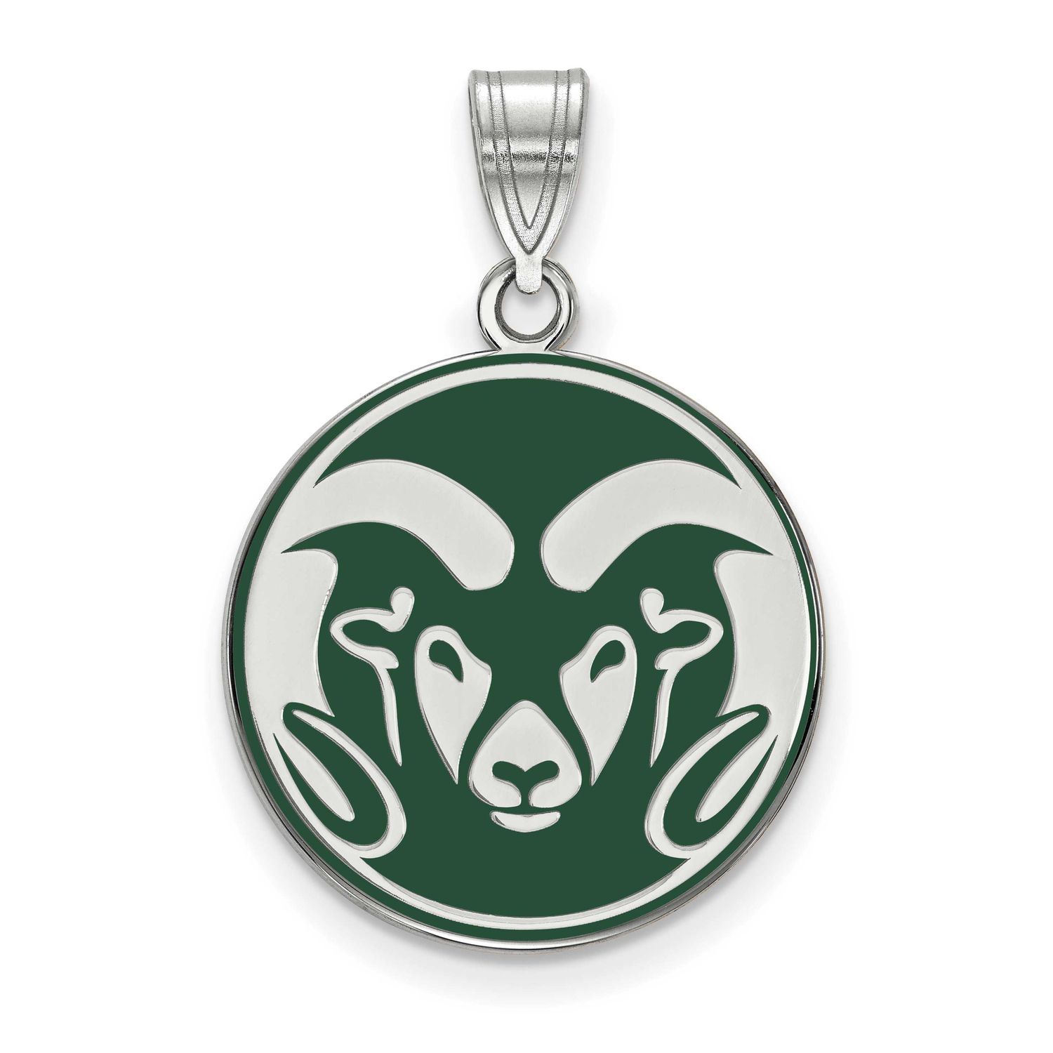Colorado State University Ram Large Enameled Pendant Sterling Silver Rhodium-plated SS008COS, UPC: …