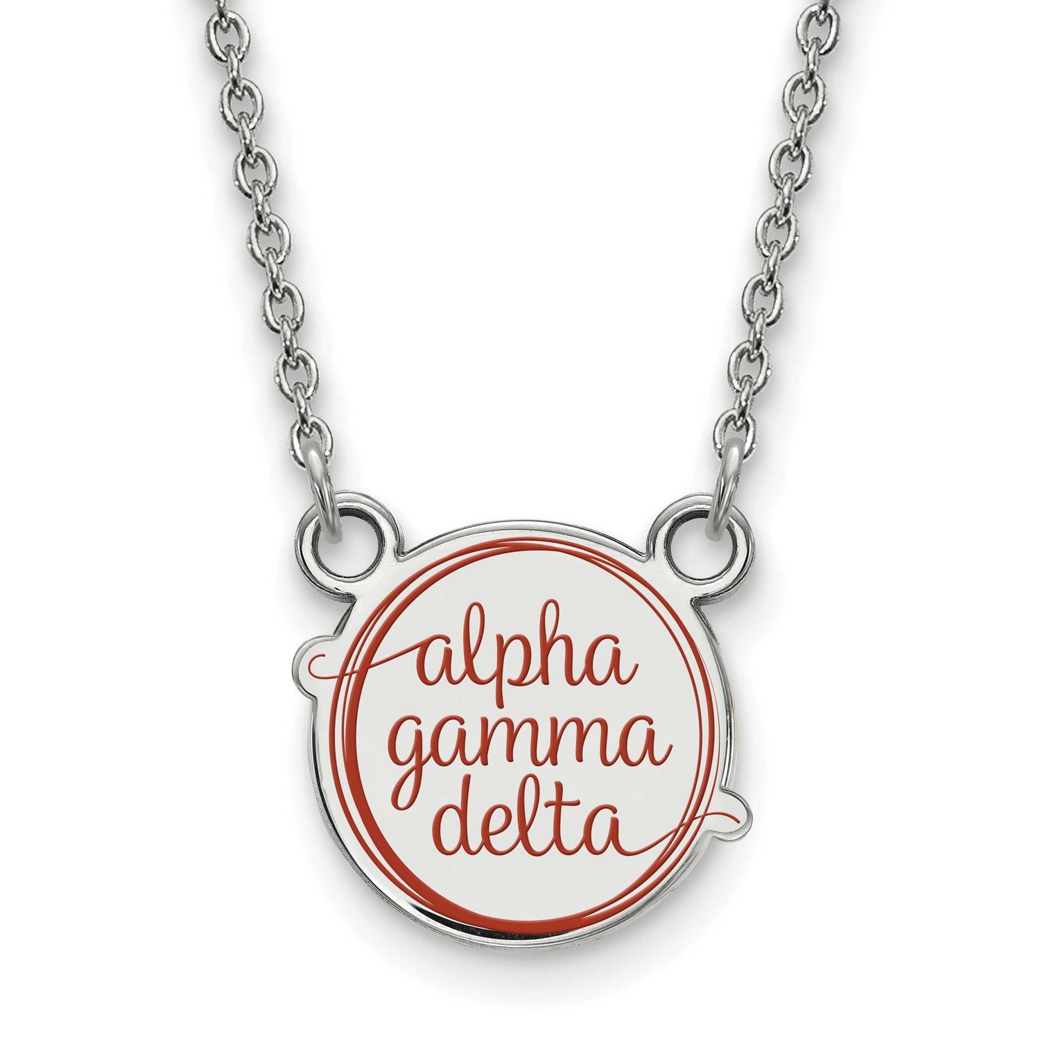 Alpha Gamma Delta Extra Small Enl Pend with Necklace Sterling Silver Rhodium-plated SS014AGD-18, UP…
