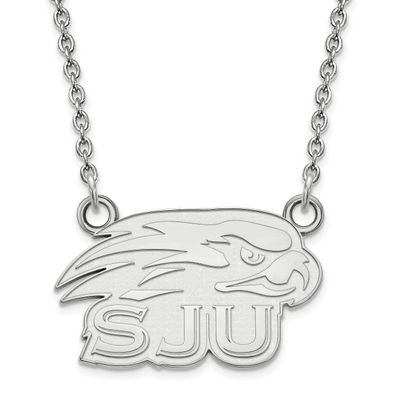 Saint Joseph&#39;S University Hawks Small Pendant 18 Inch Necklace Sterling Silver Rhodium-plated SS006…