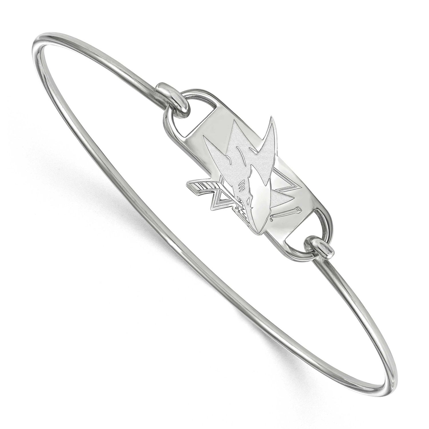 NHL San Jose Sharks Small Center 7 Inch Wire Bangle Sterling Silver Rhodium-plated SS015SHA-7, UPC:…